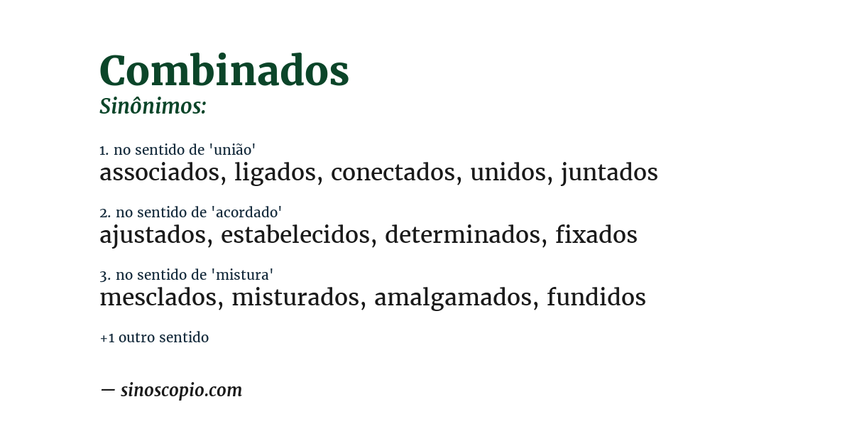 Sinônimo de combinados