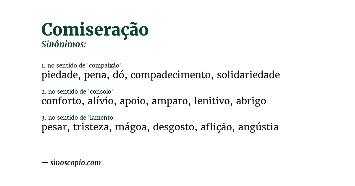 Sinônimo de comiseração
