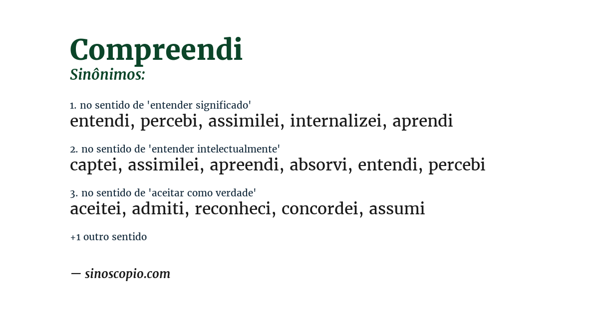 Sinônimo de compreendi