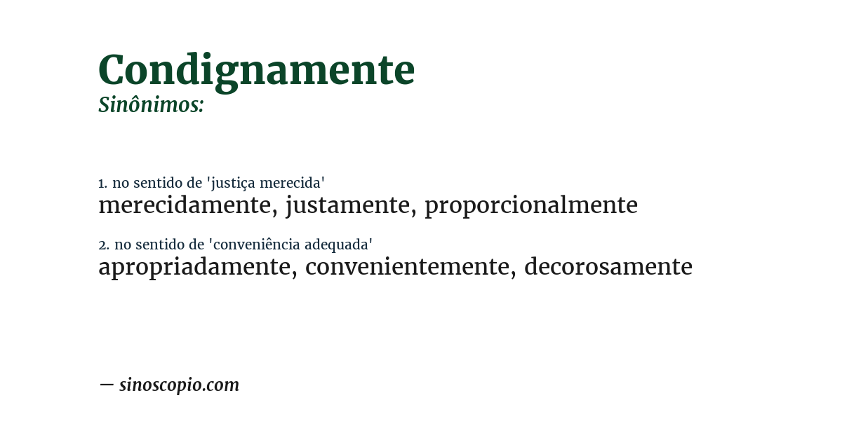 Sinônimo de condignamente
