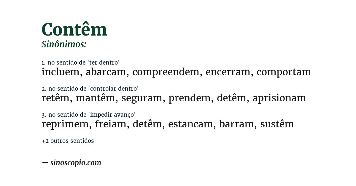 Sinônimo de contêm