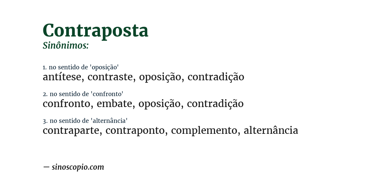 Sinônimo de contraposta