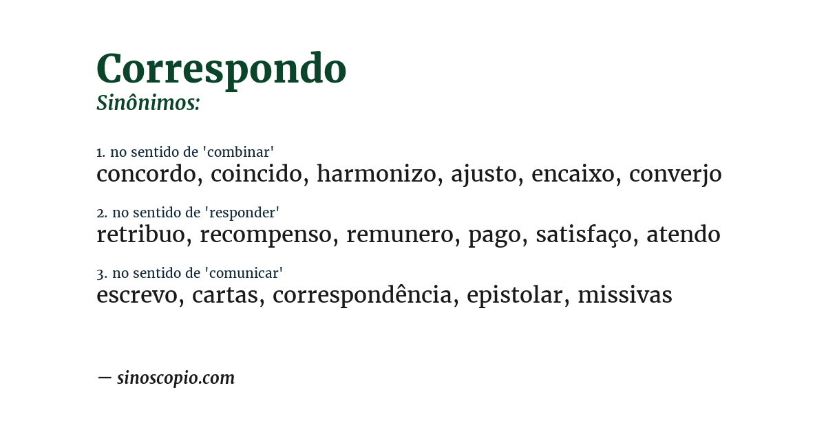 Sinônimo de correspondo