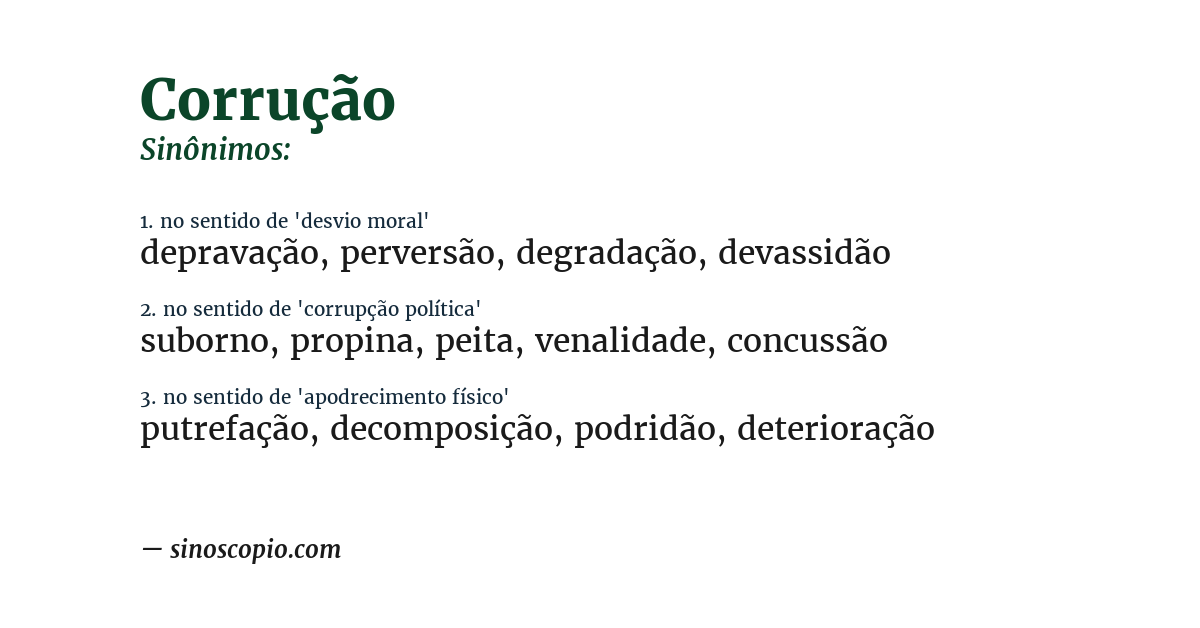 Sinônimo de corrução