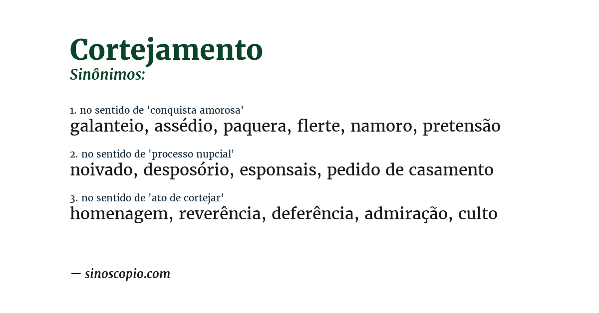 Sinônimo de cortejamento
