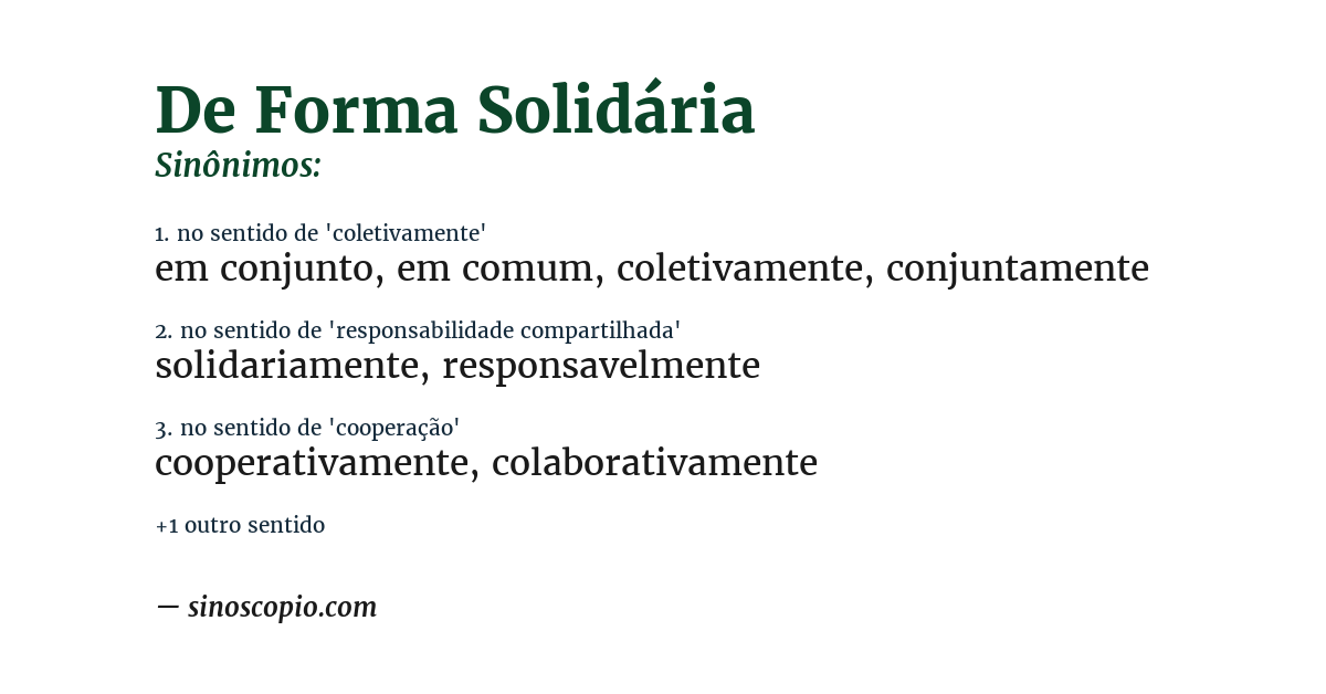 Sinônimo de de forma solidária