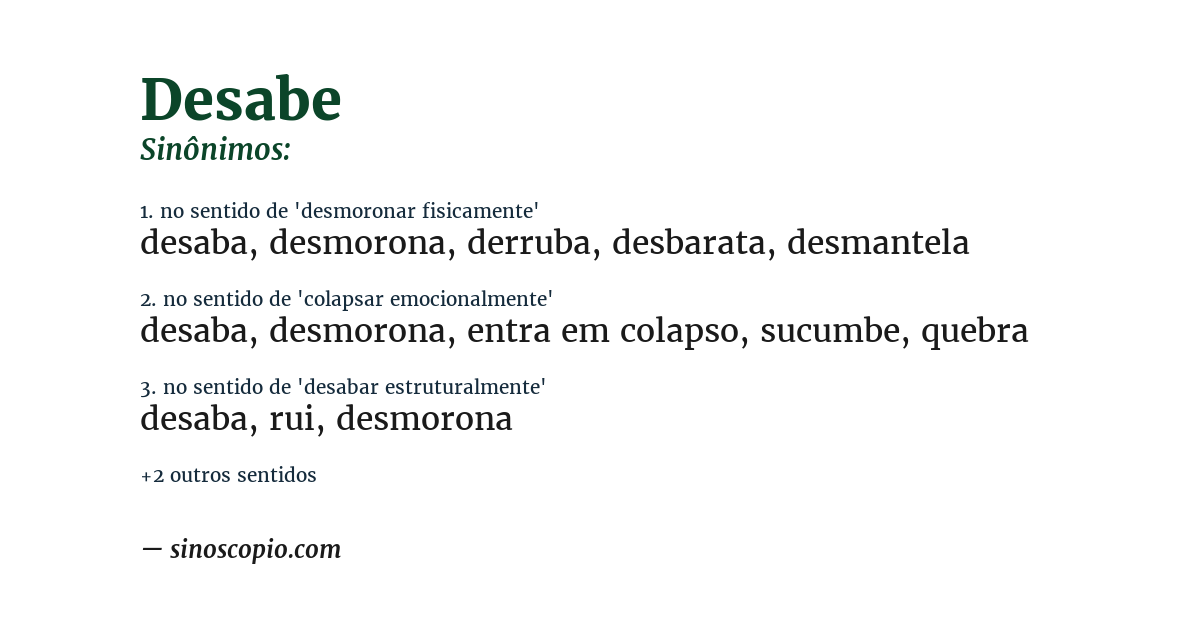Sinônimo de desabe