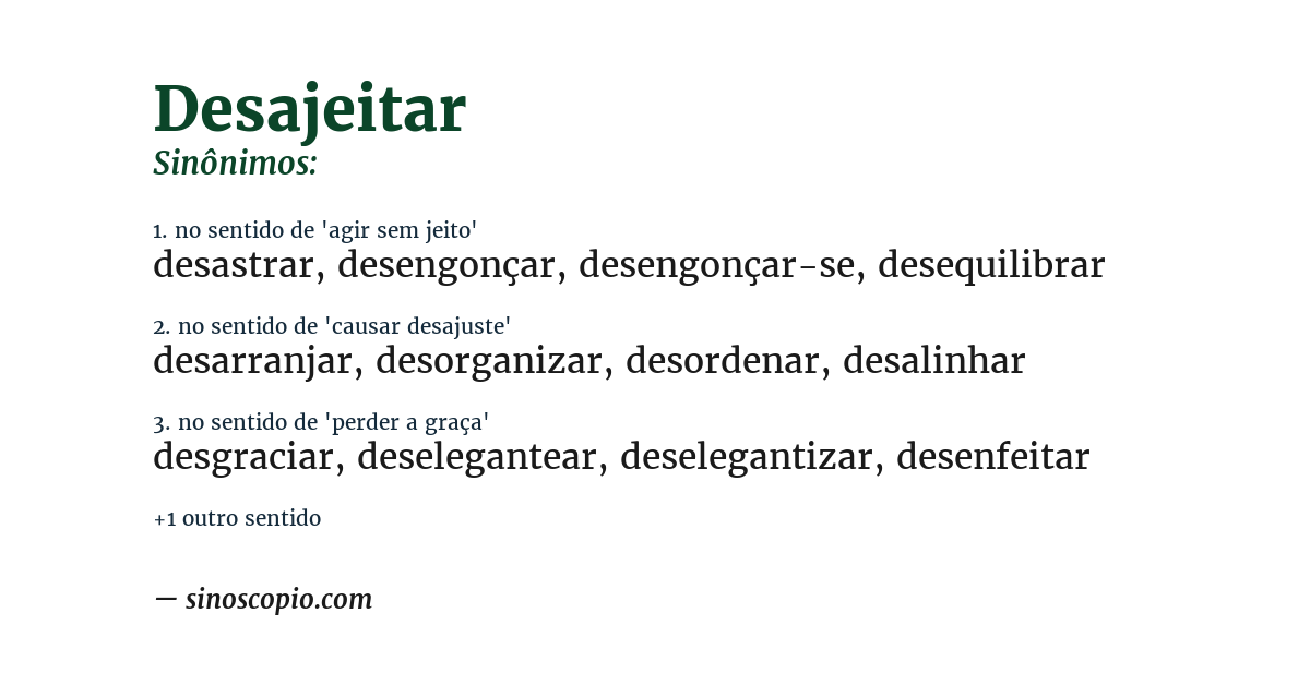 Sinônimo de desajeitar