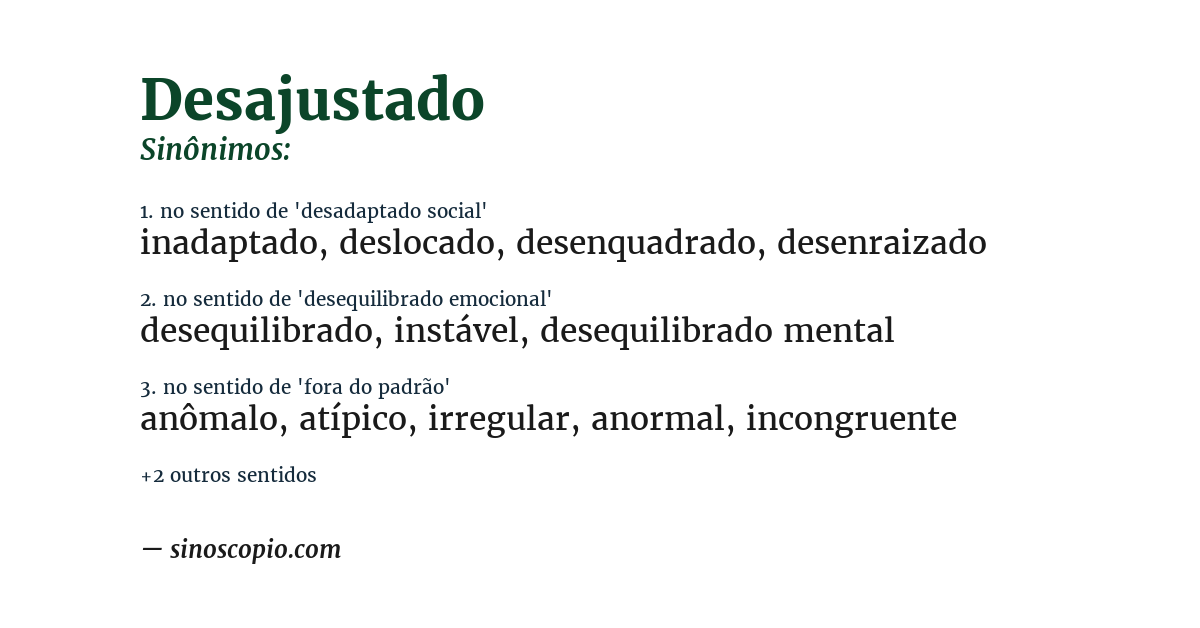 Sinônimo de desajustado