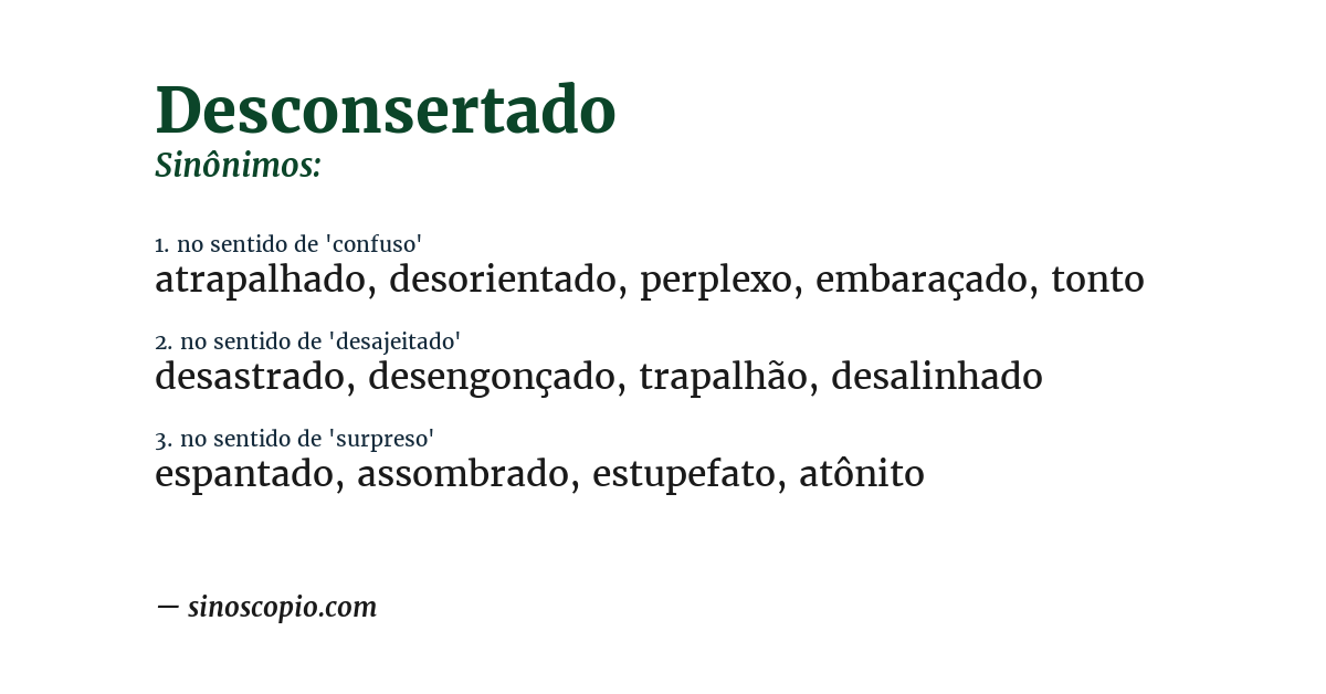 Sinônimo de desconsertado