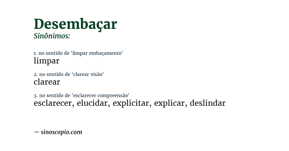 Sinônimo de desembaçar
