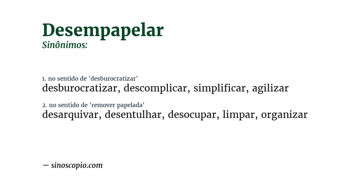 Sinônimo de desempapelar