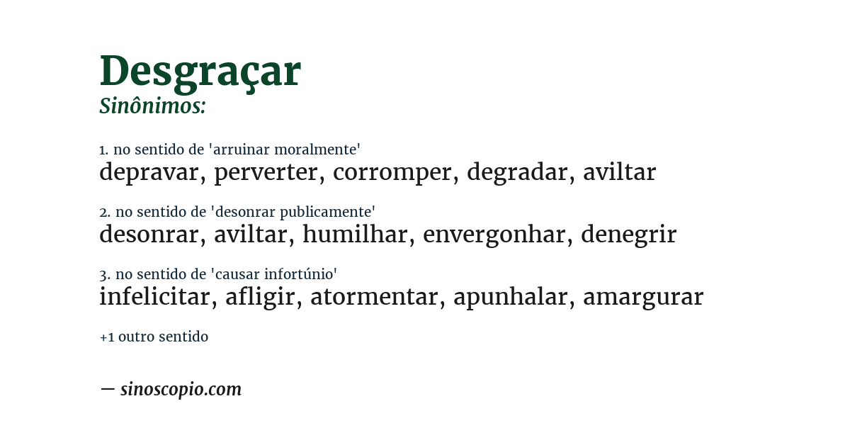 Sinônimo de desgraçar