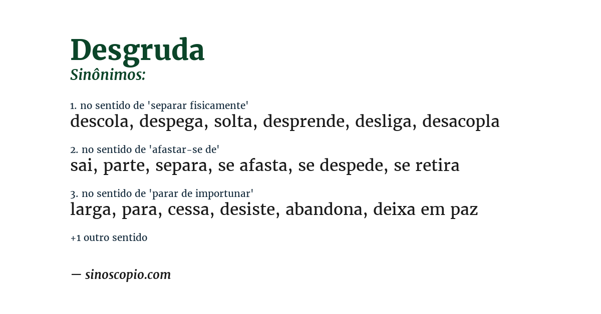Sinônimo de desgruda