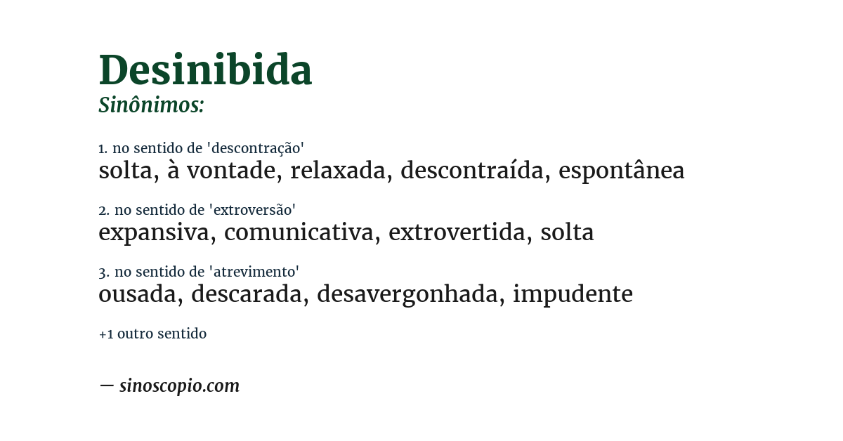 Sinônimo de desinibida