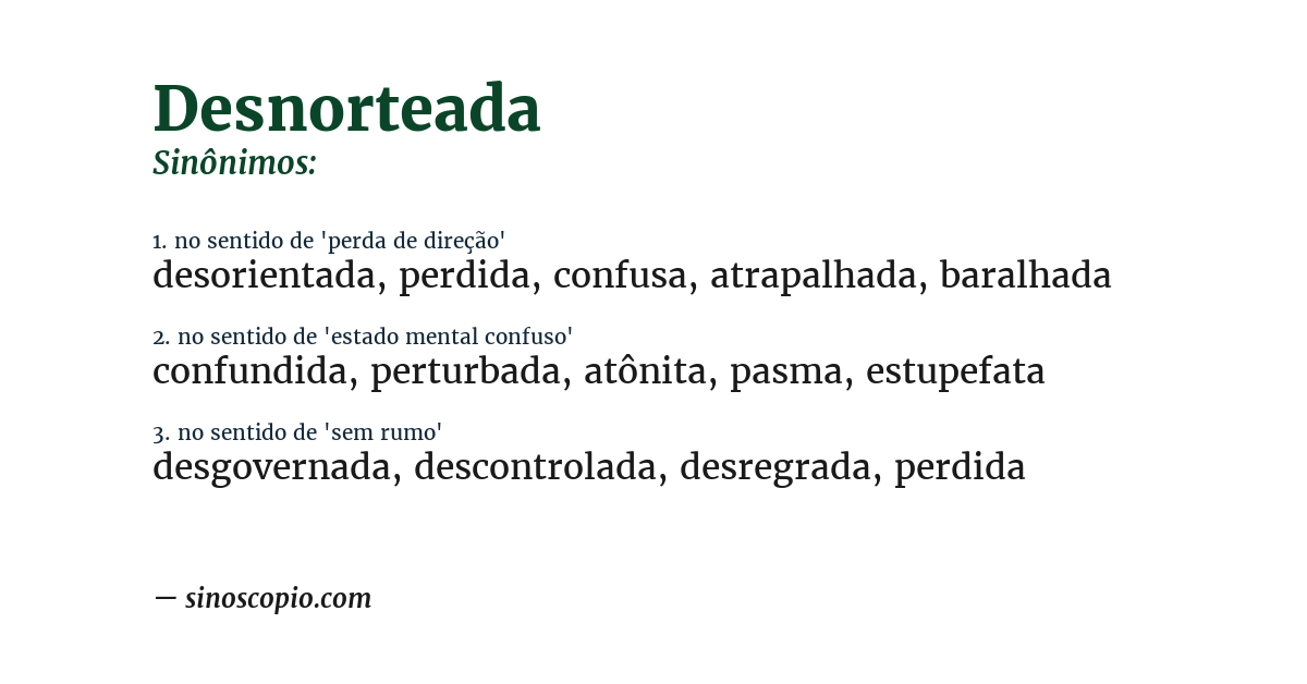 Sinônimo de desnorteada