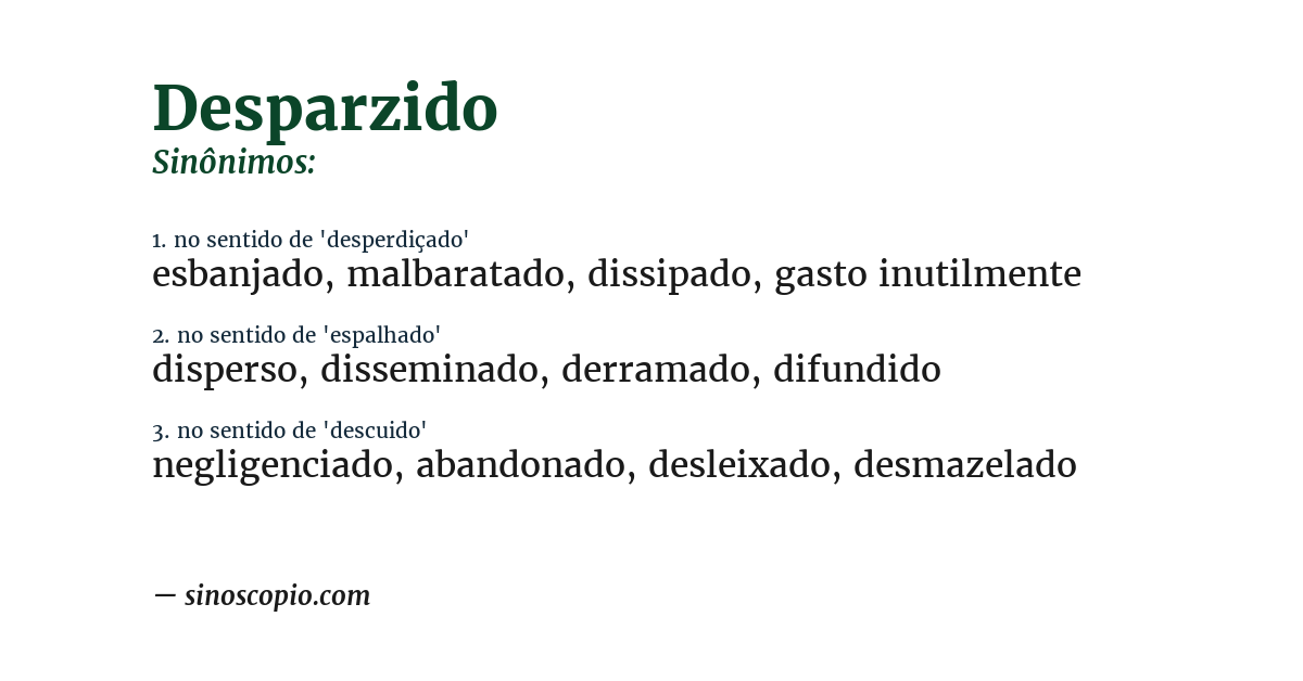 Sinônimo de desparzido