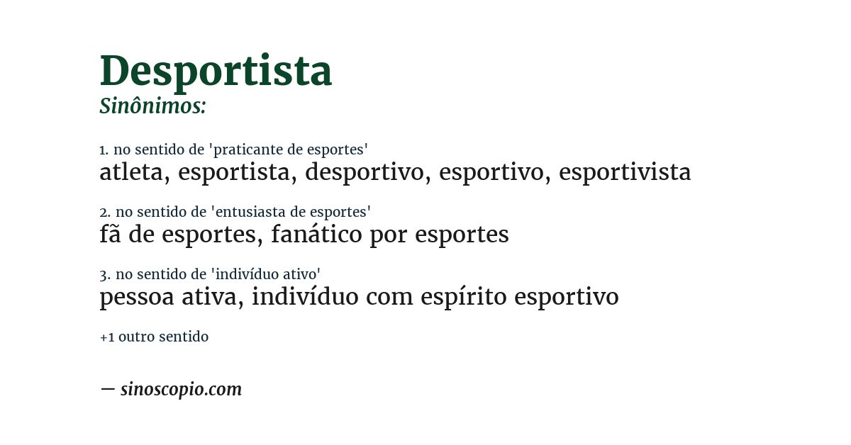 Sinônimo de desportista