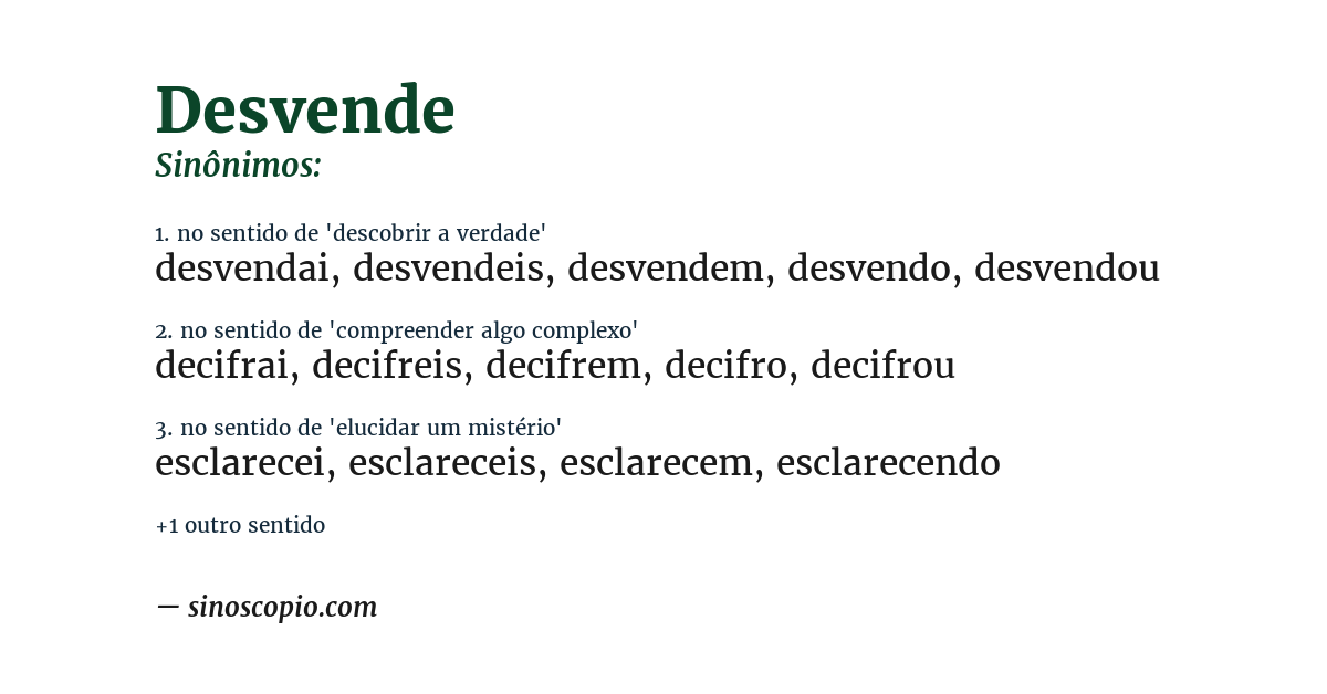 Sinônimo de desvende