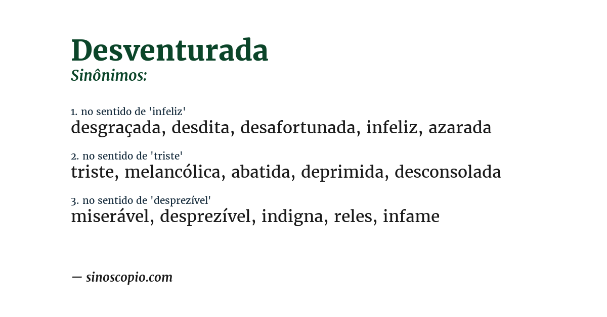 Sinônimo de desventurada