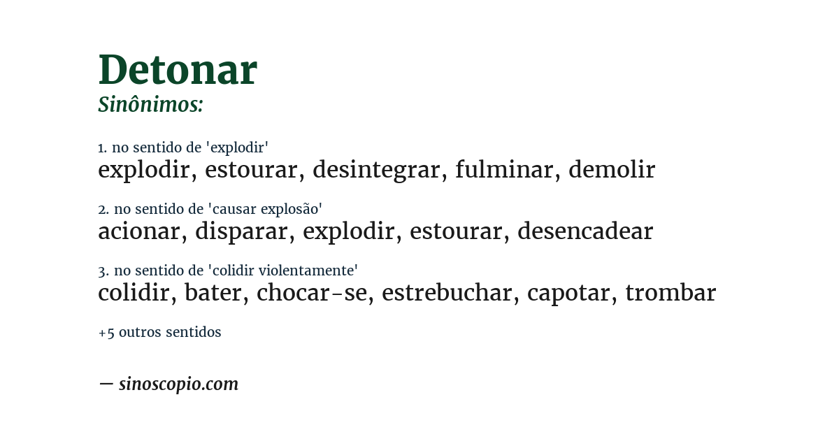 Sinônimo de detonar
