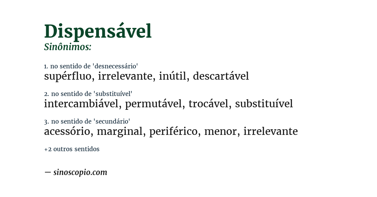 Sinônimo de dispensável