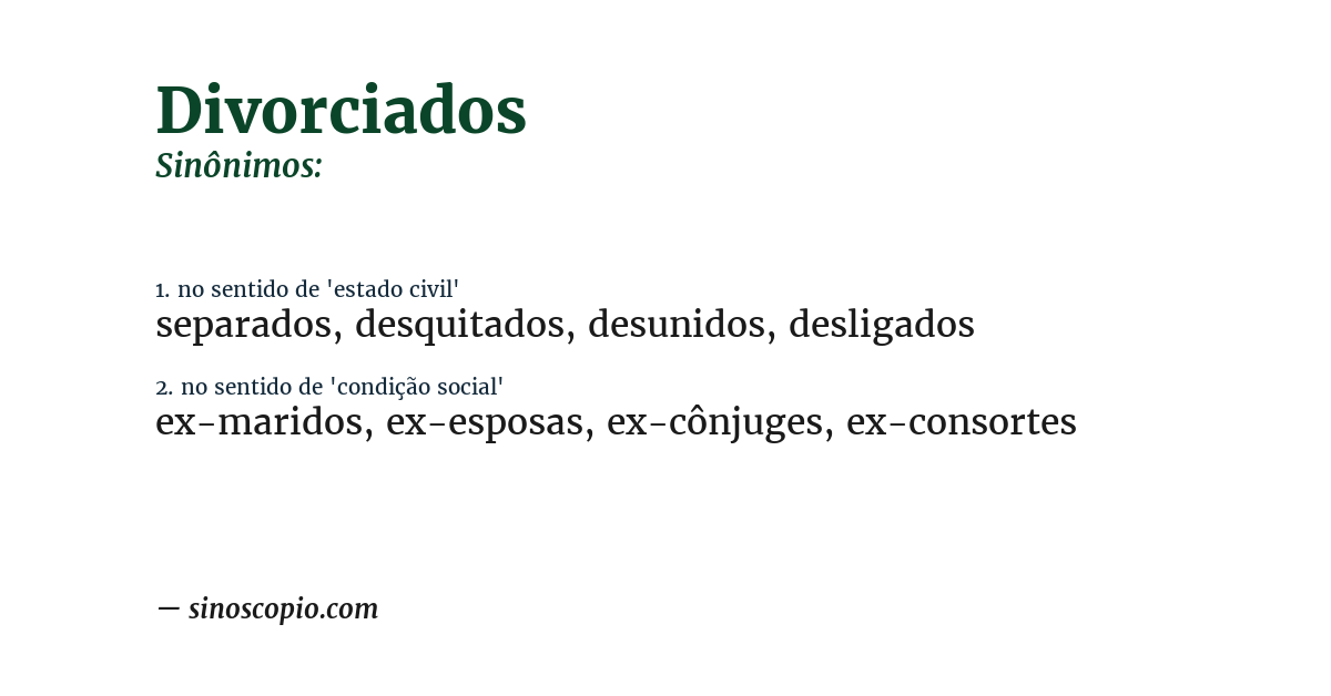 Sinônimo de divorciados