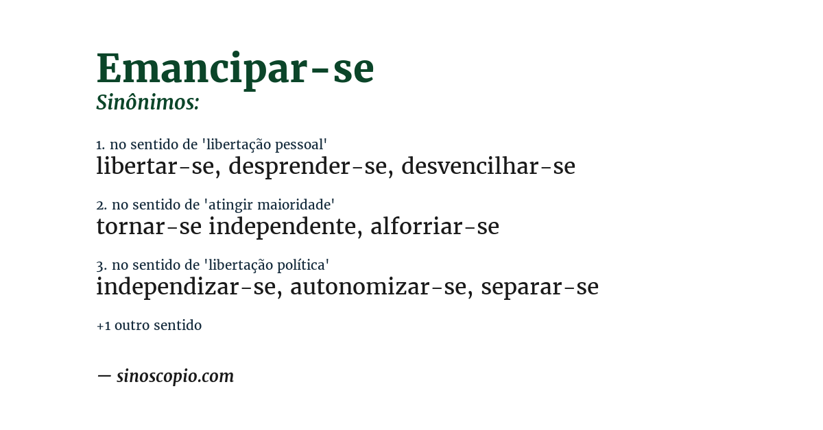 Sinônimo de emancipar-se