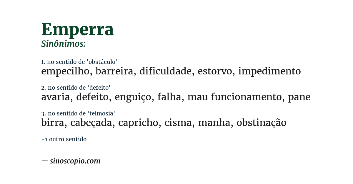 Sinônimo de emperra