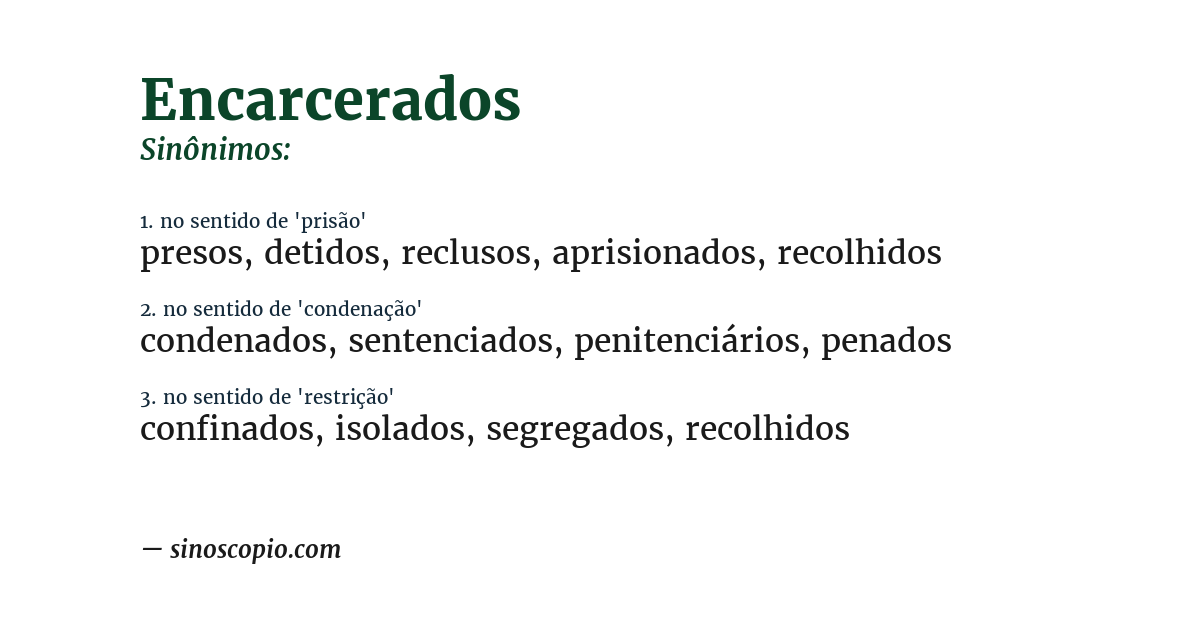Sinônimo de encarcerados