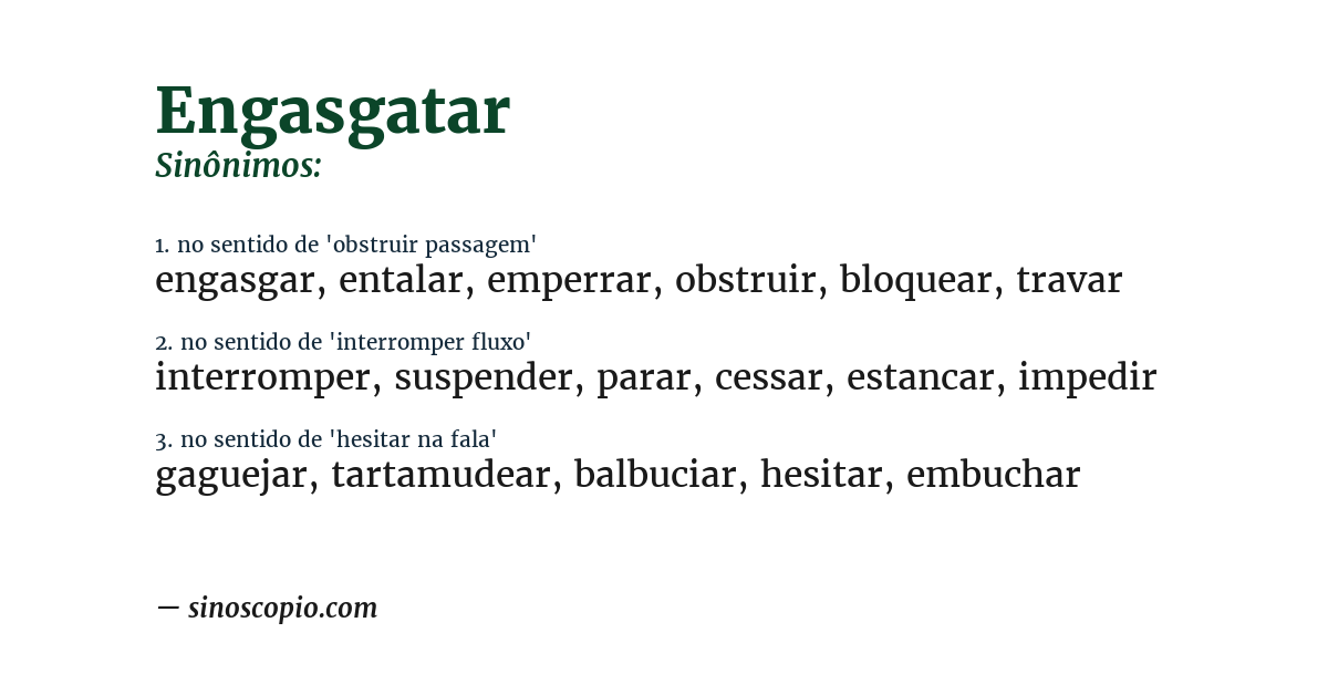 Sinônimo de engasgatar