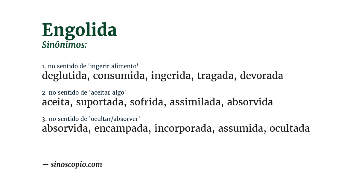 Sinônimo de engolida