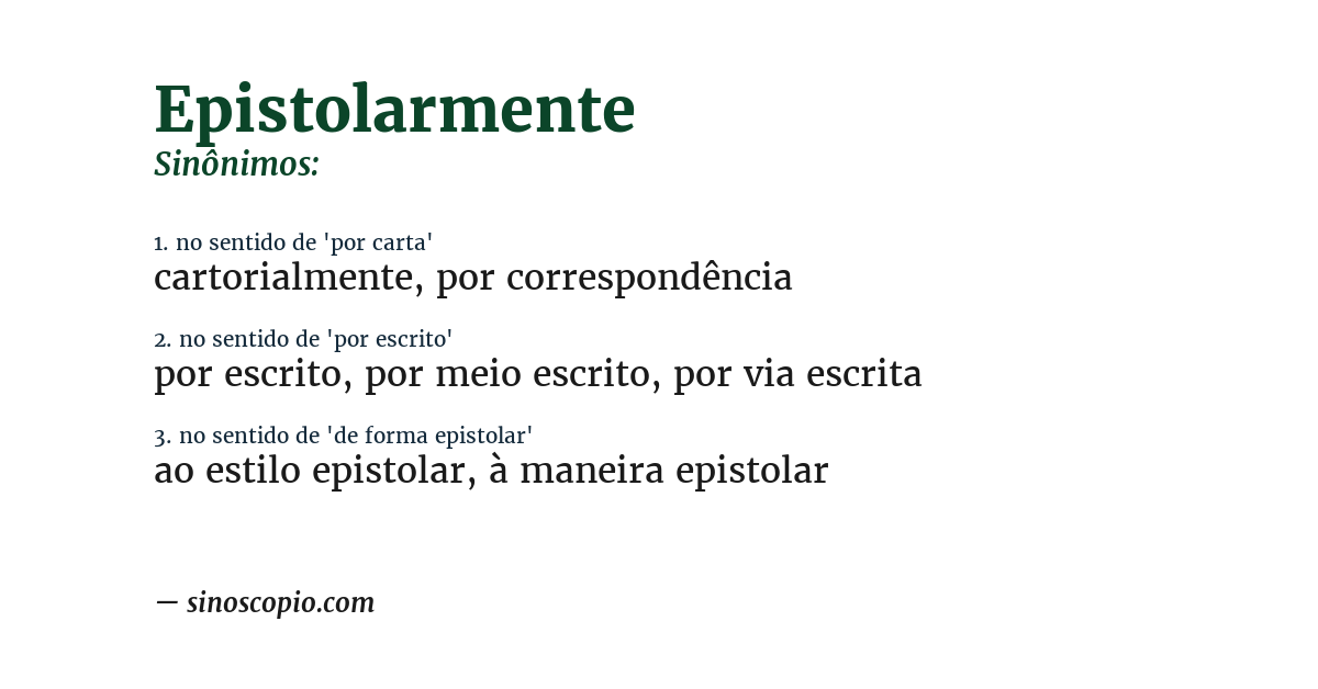 Sinônimo de epistolarmente