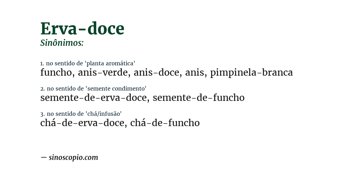 Sinônimo de erva-doce
