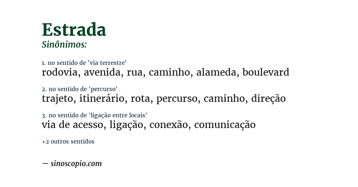 Sinônimo de estrada