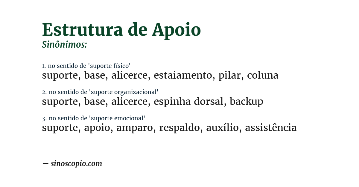 Sinônimo de estrutura de apoio