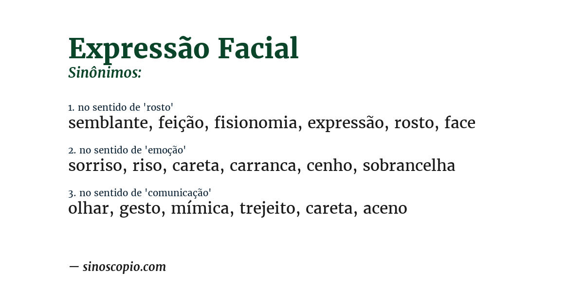 Sinônimo de expressão facial