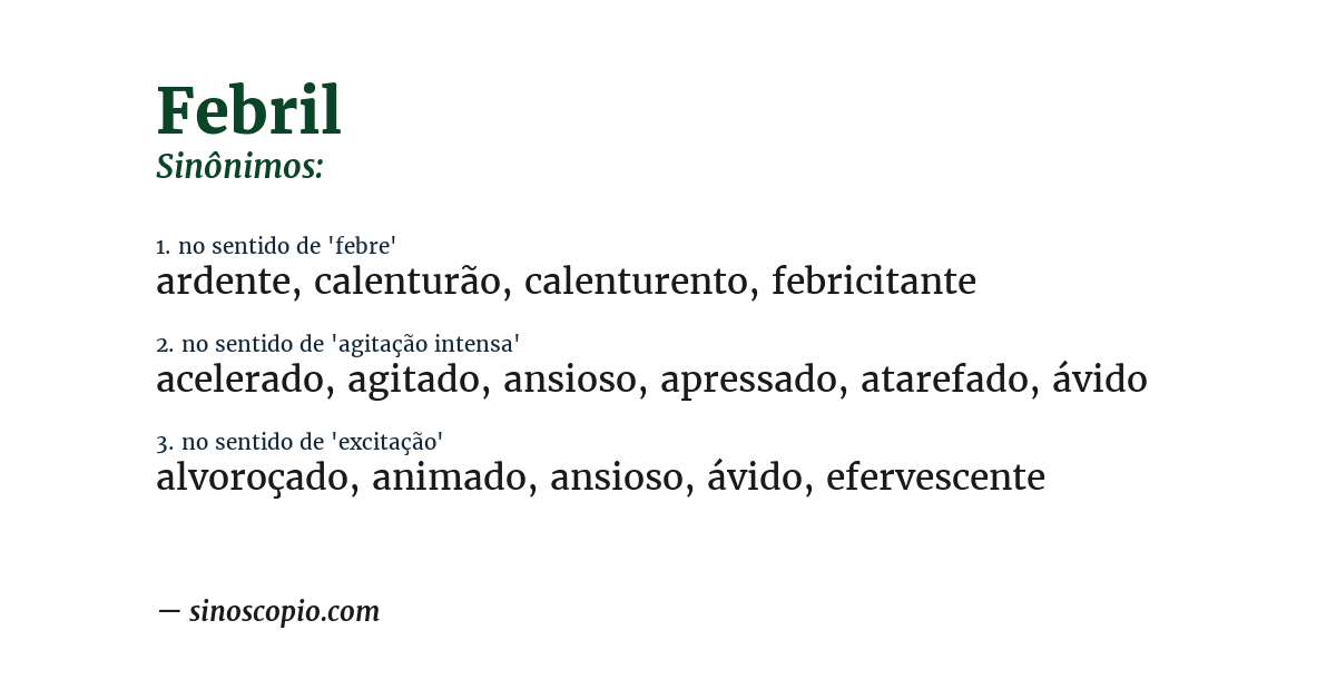 Sinônimo de febril