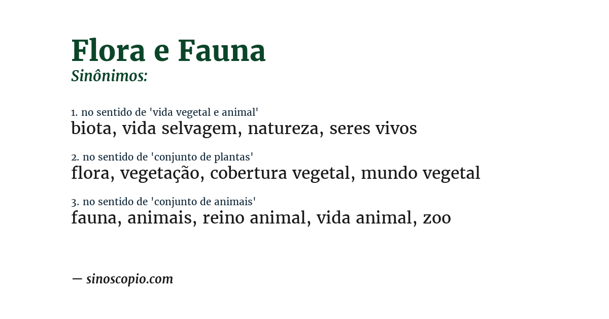 Sinônimo de flora e fauna