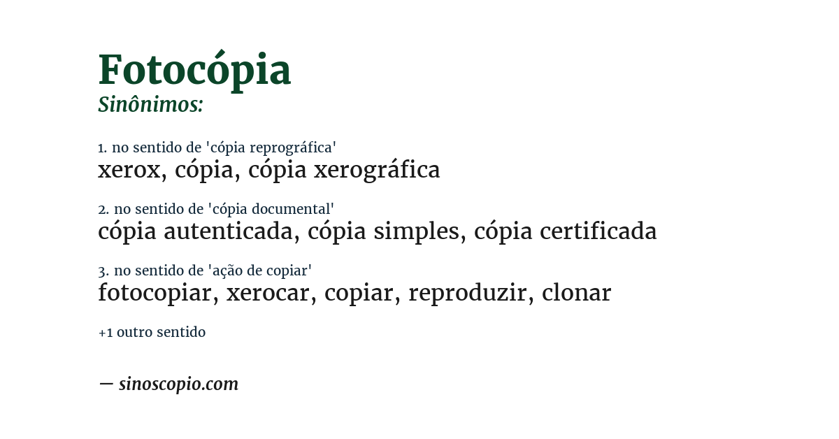 Sinônimo de fotocópia