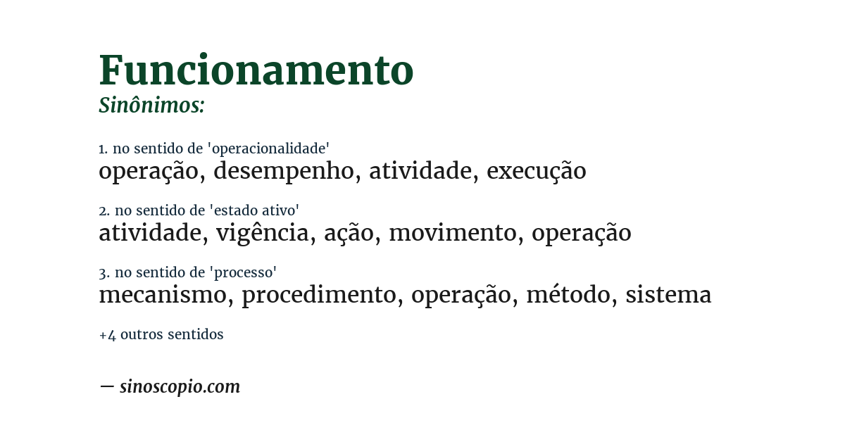 Sinônimo de funcionamento