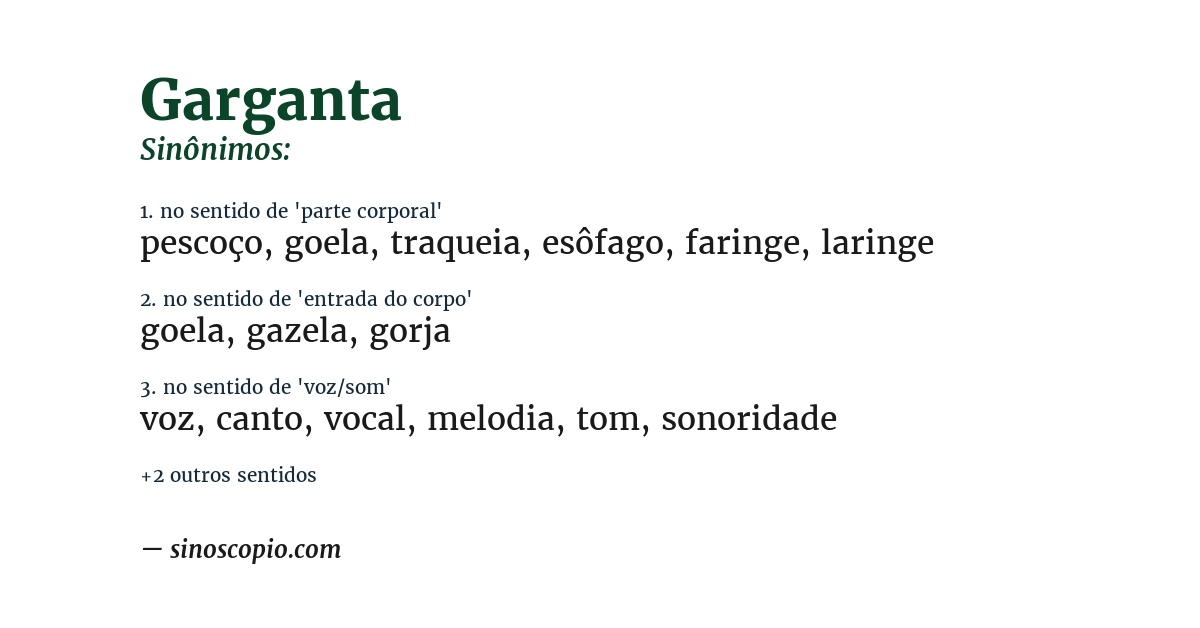 Sinônimo de garganta