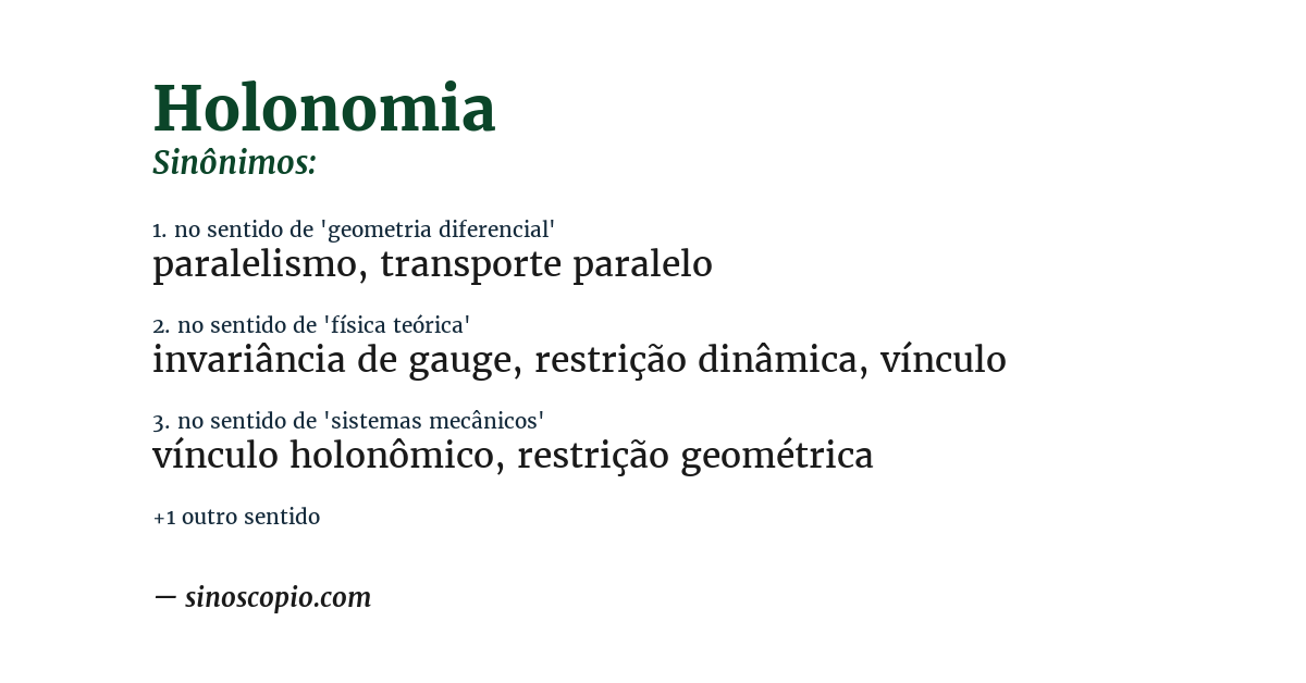 Sinônimo de holonomia