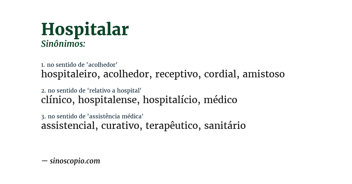 Sinônimo de hospitalar