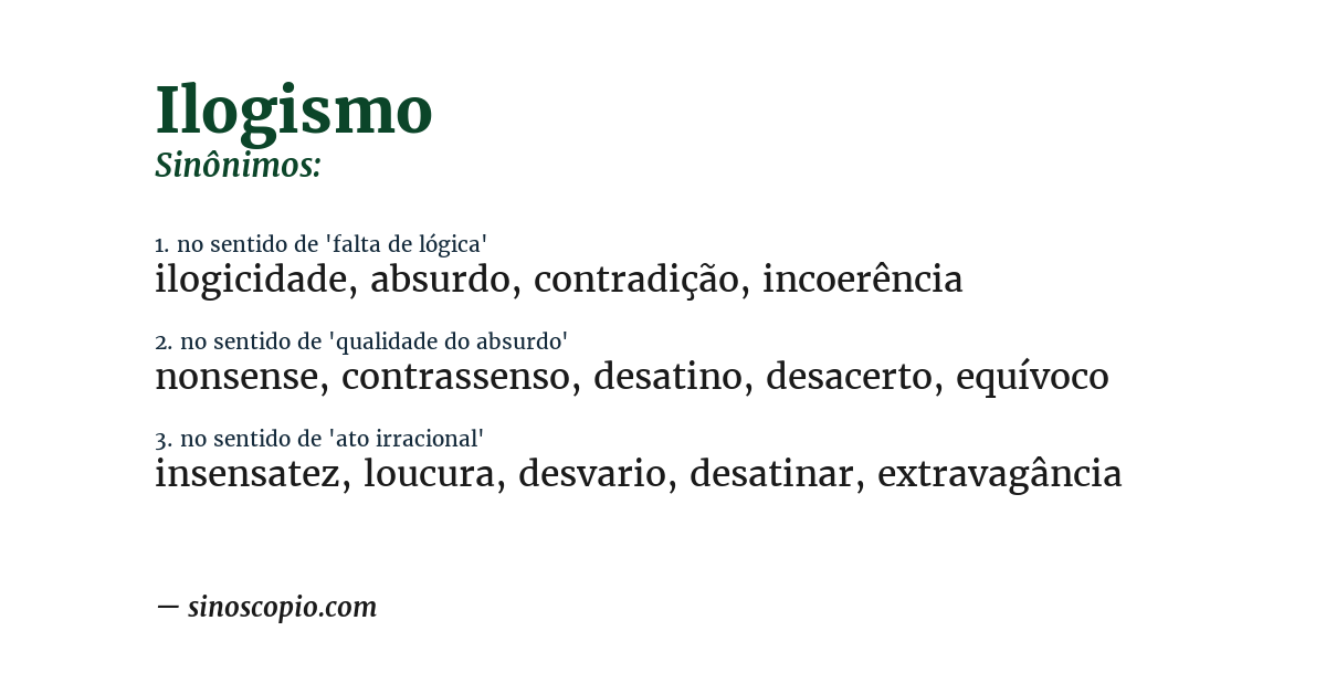 Sinônimo de ilogismo