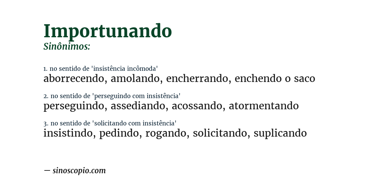 Sinônimo de importunando