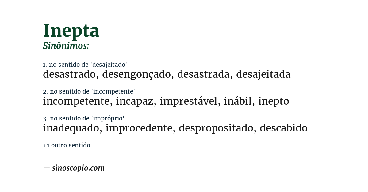 Sinônimo de inepta