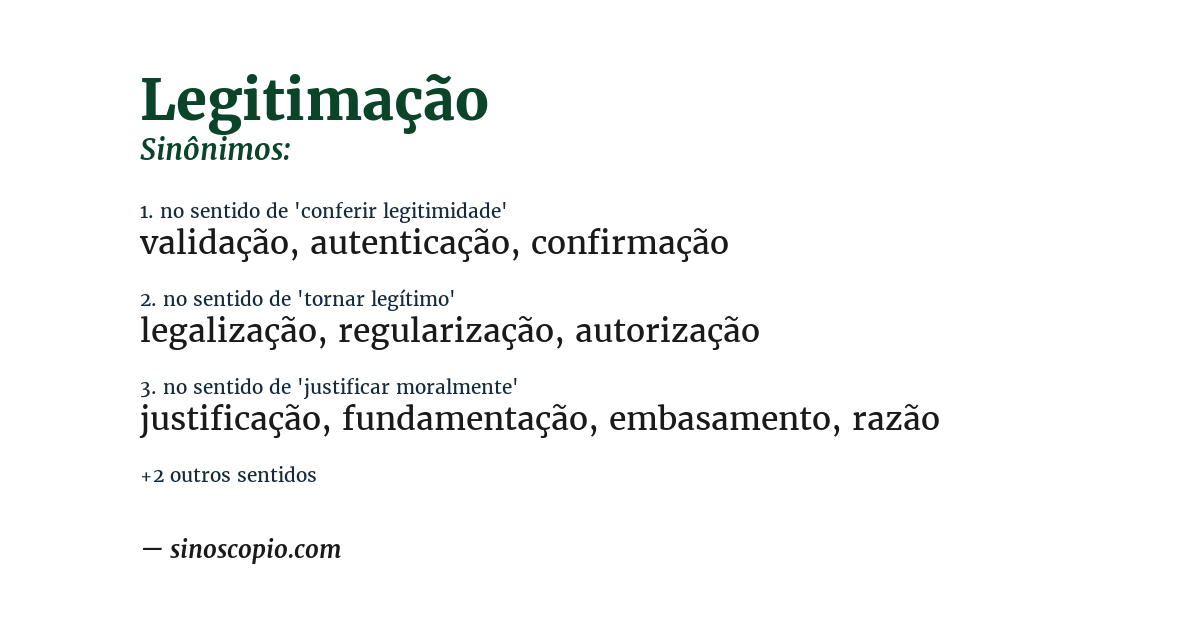 Sinônimo de legitimação