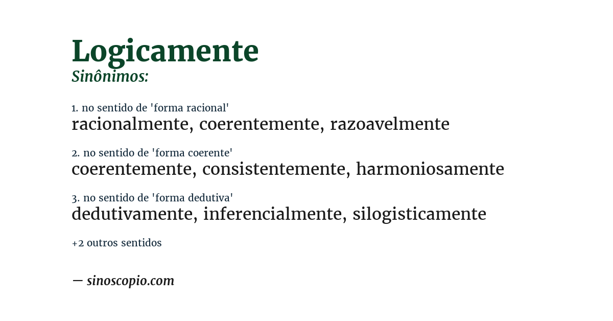 Sinônimo de logicamente