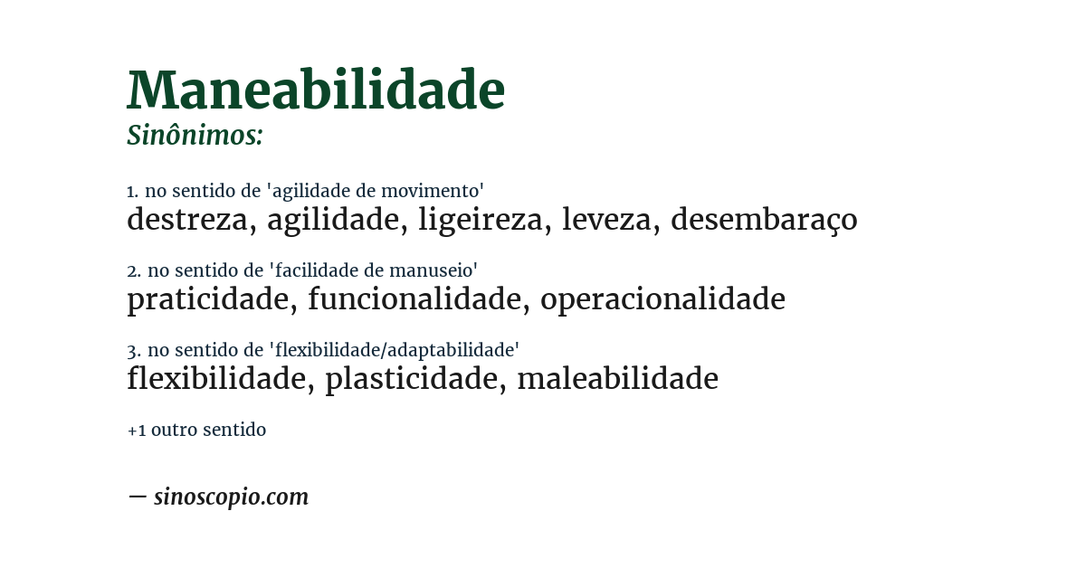 Sinônimo de maneabilidade